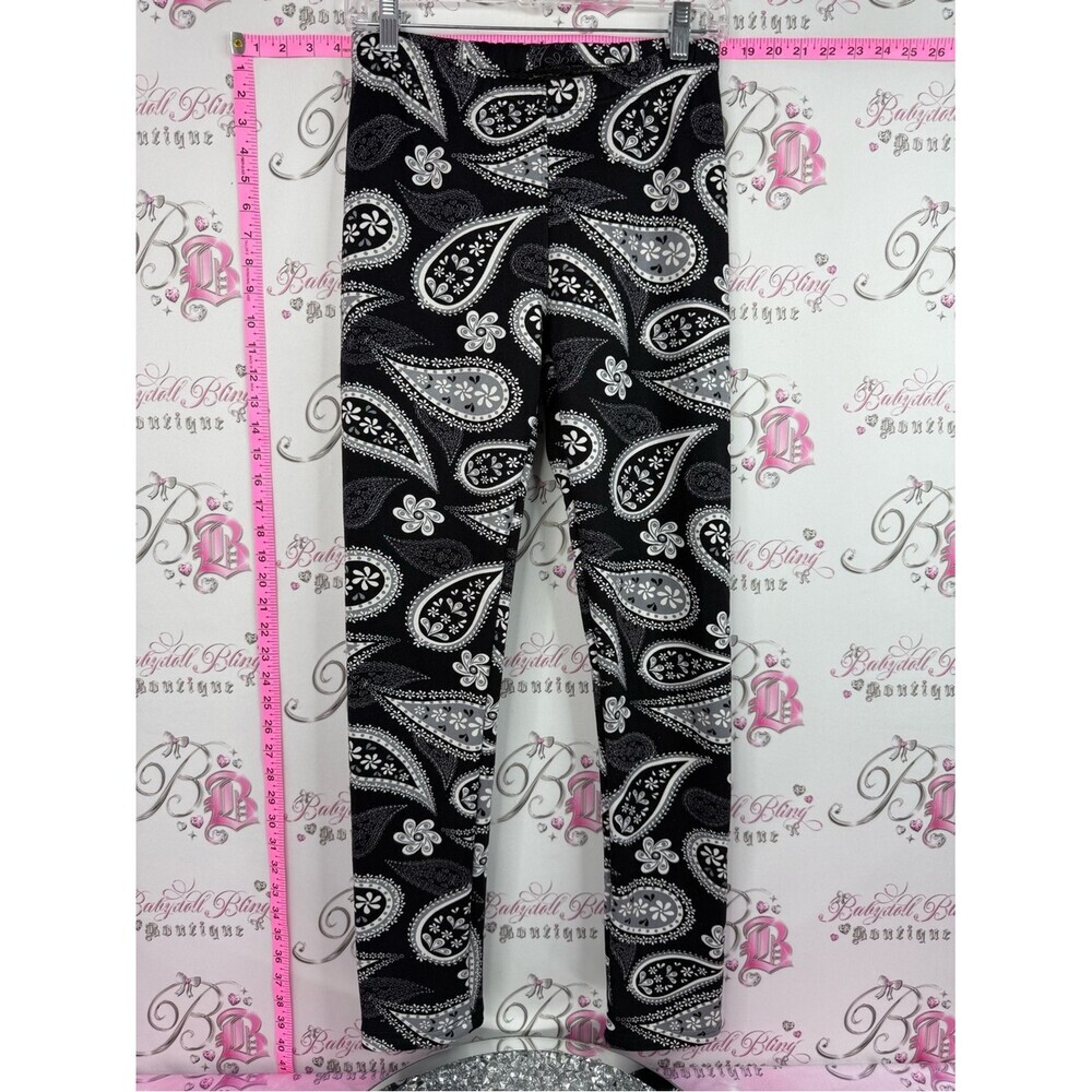 Just cozy fleece lined pants tights Black & White Paisley Stretch Leggings